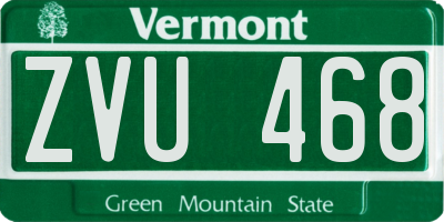 VT license plate ZVU468