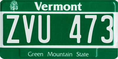 VT license plate ZVU473