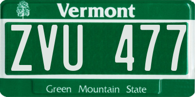 VT license plate ZVU477