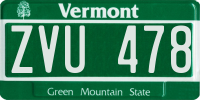 VT license plate ZVU478