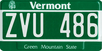 VT license plate ZVU486