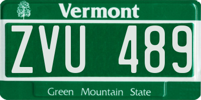 VT license plate ZVU489