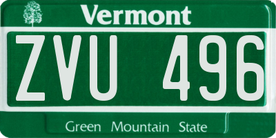 VT license plate ZVU496