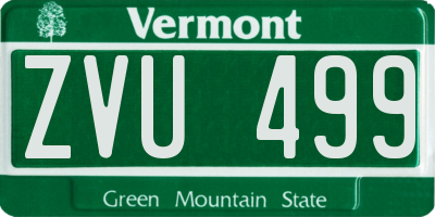 VT license plate ZVU499