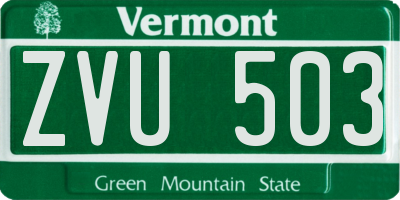 VT license plate ZVU503