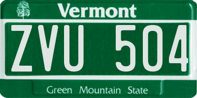 VT license plate ZVU504