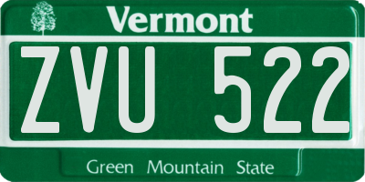 VT license plate ZVU522