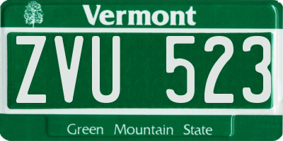 VT license plate ZVU523