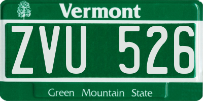 VT license plate ZVU526