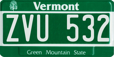 VT license plate ZVU532