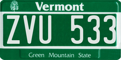 VT license plate ZVU533