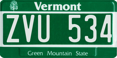 VT license plate ZVU534