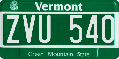 VT license plate ZVU540