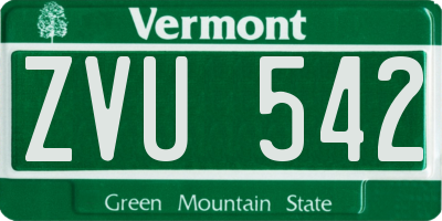 VT license plate ZVU542