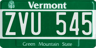 VT license plate ZVU545