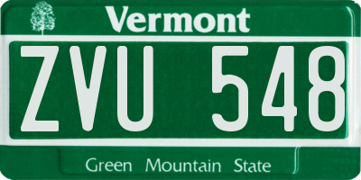 VT license plate ZVU548