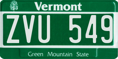 VT license plate ZVU549
