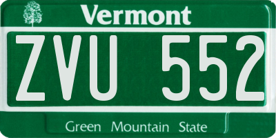 VT license plate ZVU552