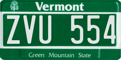 VT license plate ZVU554