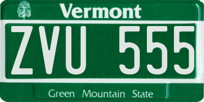 VT license plate ZVU555