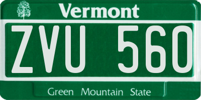 VT license plate ZVU560