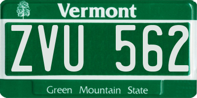 VT license plate ZVU562