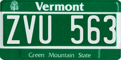 VT license plate ZVU563