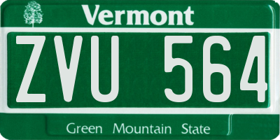 VT license plate ZVU564