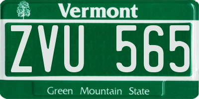 VT license plate ZVU565