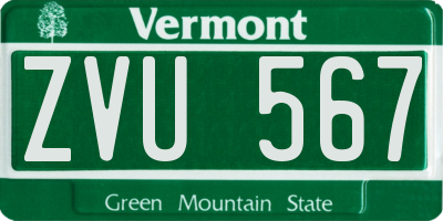 VT license plate ZVU567