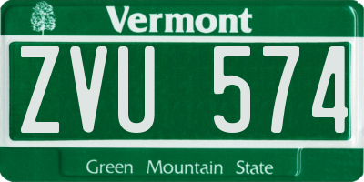 VT license plate ZVU574