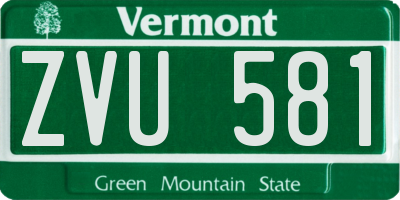VT license plate ZVU581
