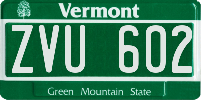 VT license plate ZVU602