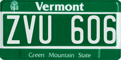 VT license plate ZVU606