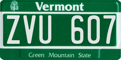 VT license plate ZVU607