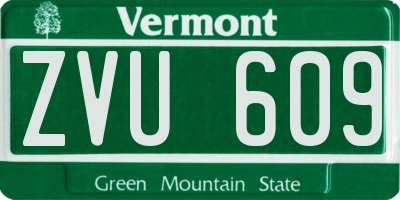 VT license plate ZVU609
