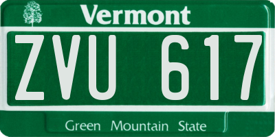 VT license plate ZVU617