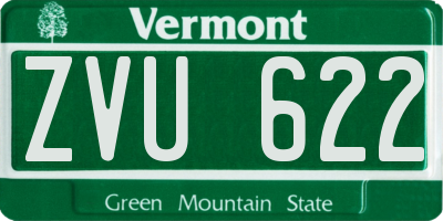 VT license plate ZVU622