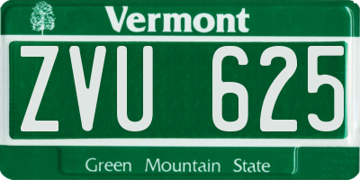 VT license plate ZVU625