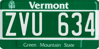 VT license plate ZVU634