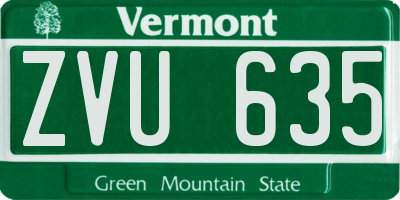 VT license plate ZVU635