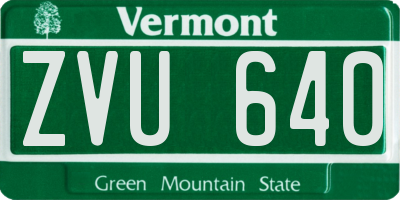 VT license plate ZVU640