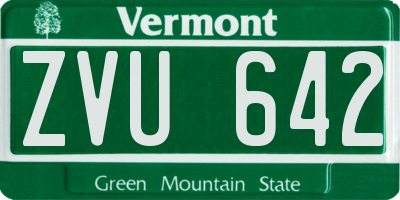 VT license plate ZVU642