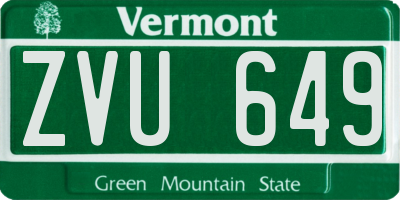 VT license plate ZVU649