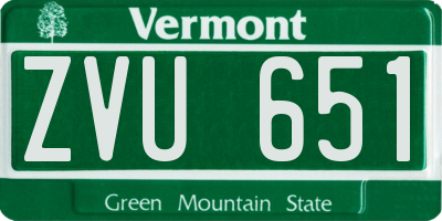 VT license plate ZVU651