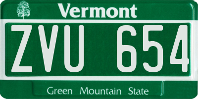 VT license plate ZVU654
