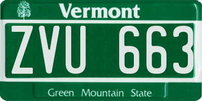 VT license plate ZVU663