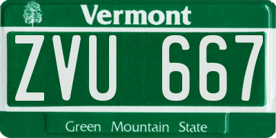 VT license plate ZVU667