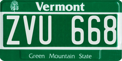 VT license plate ZVU668