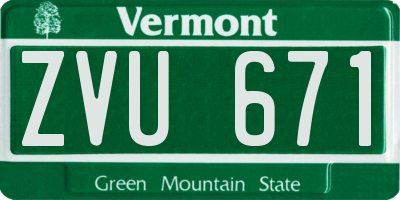VT license plate ZVU671